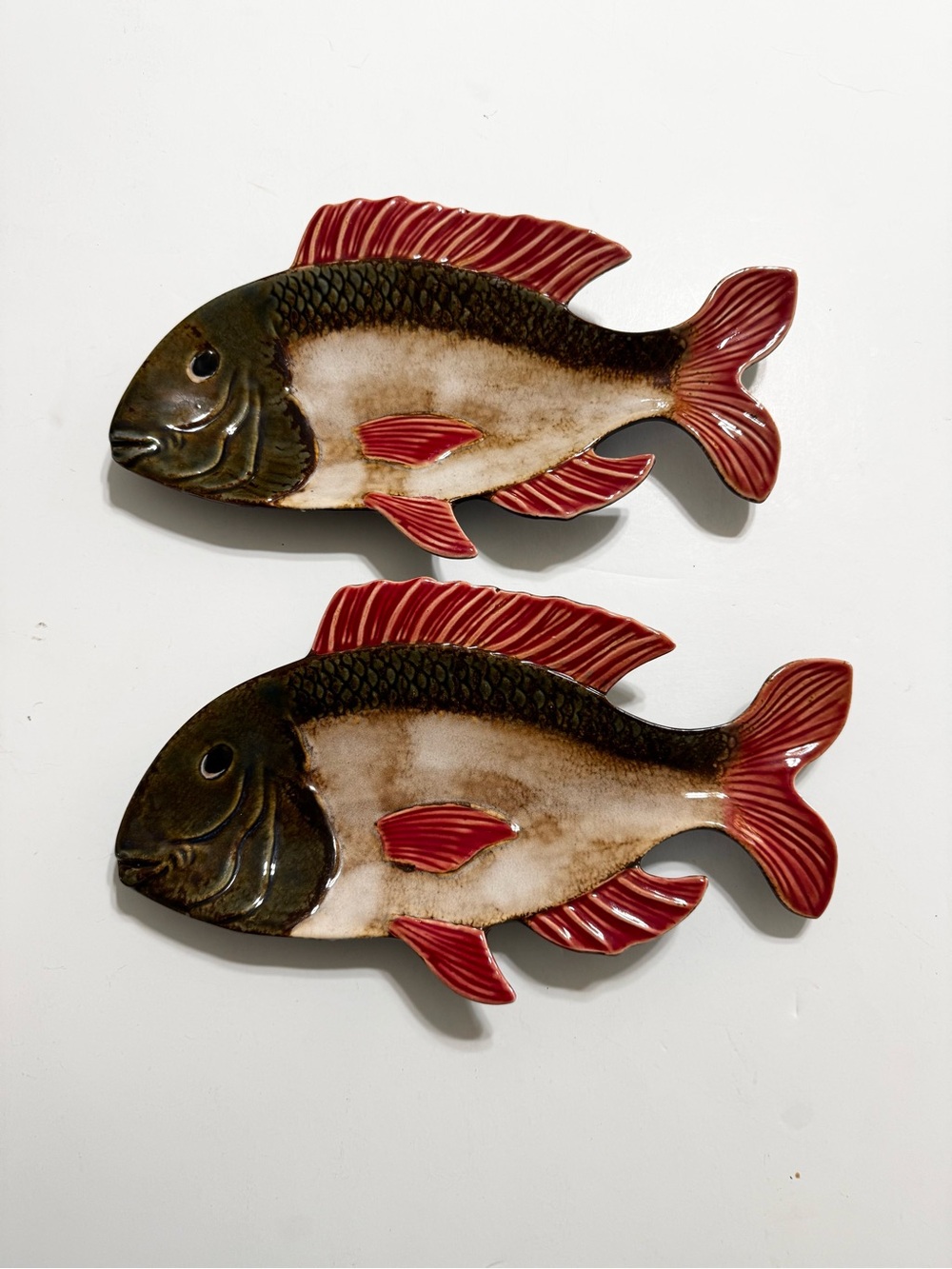 Vintage Pier 1 Imports Set of 2 Ceramic Fish Plates